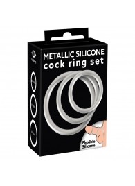 Набор из 3 эрекционных колец под металл Metallic Silicone Cock Ring Set - Orion - в Липецке купить с доставкой