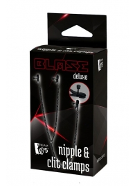 Черные зажимы на соски и клитор на цепочке DELUXE NIPPLE   CLIT CLAMPS - Dream Toys - купить с доставкой в Липецке