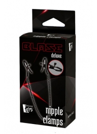 Черные зажимы на соски на цепочке BLAZE DELUXE NIPPLE CLAMPS - Dream Toys - купить с доставкой в Липецке