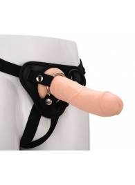 Черные трусики с телесной насадкой STRAP ON REAL DILDO - 21 см. - Dream Toys - купить с доставкой в Липецке