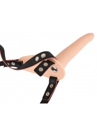 Телесный поясной страпон с вибрацией Vibrating Strap-On - 15,7 см. - Orion - купить с доставкой в Липецке