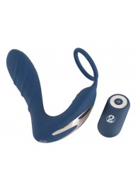 Синий вибростимулятор простаты с кольцом - 14,5 см. - Orion - в Липецке купить с доставкой