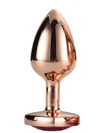 Золотистая анальная втулка с кристаллом-сердечком розового цвета - 7,1 см. - Dream Toys - купить с доставкой в Липецке