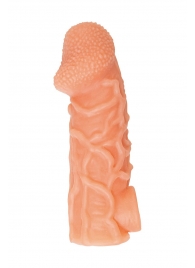 Телесная закрытая насадка с венками Cock Sleeve Size S - 13,8 см. - KOKOS - в Липецке купить с доставкой