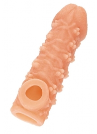 Телесная закрытая насадка с пучками шишечек Cock Sleeve Size S - 13,8 см. - KOKOS - в Липецке купить с доставкой