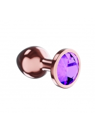 Пробка цвета розового золота с фиолетовым кристаллом Diamond Amethyst Shine S - 7,2 см. - Lola Games - купить с доставкой в Липецке