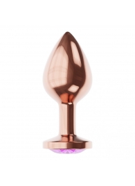 Пробка цвета розового золота с фиолетовым кристаллом Diamond Amethyst Shine S - 7,2 см. - Lola Games - купить с доставкой в Липецке
