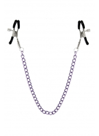 Зажимы для сосков с фиолетовой цепочкой Sweet Caress Nipple Chain - Sweet Caress - купить с доставкой в Липецке Зажимы для сосков с фиолетовой цепочкой Sweet Caress Nipple Chain - Sweet Caress - купить с доставкой в Липецке