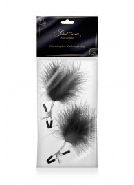 Зажимы на соски с черными пуховыми кисточками Sweet Caress Feather Nipple Clumps - Sweet Caress - купить с доставкой в Липецке