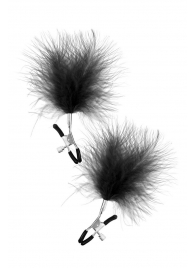 Зажимы на соски с черными пуховыми кисточками Sweet Caress Feather Nipple Clumps - Sweet Caress - купить с доставкой в Липецке