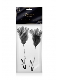 Зажимы для сосков с черными перьями Sweet Caress Feather Nipple Clumps - Sweet Caress - купить с доставкой в Липецке