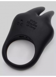 Черное эрекционное виброкольцо Sensation Rechargeable Vibrating Rabbit Love Ring - Fifty Shades of Grey - в Липецке купить с доставкой