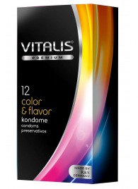 Цветные ароматизированные презервативы VITALIS PREMIUM color   flavor - 12 шт. - Vitalis - купить с доставкой в Липецке