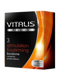 Презервативы VITALIS PREMIUM stimulation   warming с согревающим эффектом - 3 шт. - Vitalis - купить с доставкой в Липецке