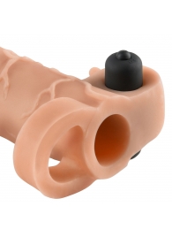 Телесная вибронасадка с кольцом Vibrating Real Feel 2 Extension - 16 см. - Pipedream - в Липецке купить с доставкой