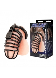 Черная металлическая клетка с замком Deluxe Chastity Cage - BlueLine - купить с доставкой в Липецке