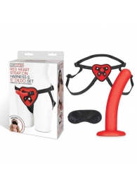 Красный поясной фаллоимитатор Red Heart Strap on Harness   5in Dildo Set - 12,25 см. - Lux Fetish - купить с доставкой в Липецке