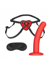 Красный поясной фаллоимитатор Red Heart Strap on Harness   5in Dildo Set - 12,25 см. - Lux Fetish - купить с доставкой в Липецке