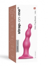 Розовая насадка Strap-On-Me Dildo Plug Beads size S - Strap-on-me - купить с доставкой в Липецке