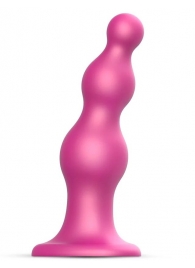 Розовая насадка Strap-On-Me Dildo Plug Beads size L - Strap-on-me - купить с доставкой в Липецке