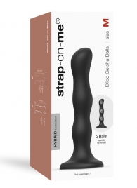 Черная насадка Strap-On-Me Dildo Geisha Balls size M - Strap-on-me - купить с доставкой в Липецке