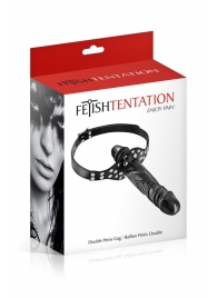 Черный кляп-фаллоимитатор Double Penis Gag - Fetish Tentation - купить с доставкой в Липецке