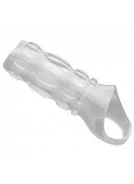 Насадка на пенис с кольцом для мошонки Clear Sensations Enhancer Sex Sleeve - 11,5 см. - XR Brands - в Липецке купить с доставкой