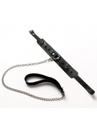 Черный ошейник с шипами и поводком - Crazy Handmade - купить с доставкой в Липецке