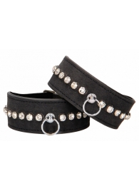 Черные наручники Diamond Studded Wrist Cuffs - Shots Media BV - купить с доставкой в Липецке