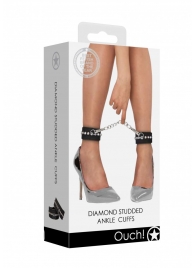 Черные поножи Diamond Studded Ankle Cuffs - Shots Media BV - купить с доставкой в Липецке