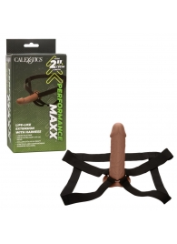 Коричневый фаллопротез Life-Like Extension with Harness - 17,75 см. - California Exotic Novelties - купить с доставкой в Липецке