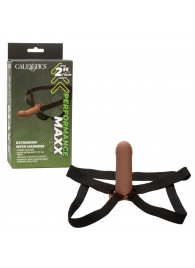 Коричневый фаллопротез из силикона Extension with Harness - 15,75 см. - California Exotic Novelties - купить с доставкой в Липецке