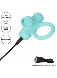 Аквамариновое эрекционное виброкольцо Silicone Rechargeable Nubby Lover’s Delight - California Exotic Novelties - в Липецке купить с доставкой