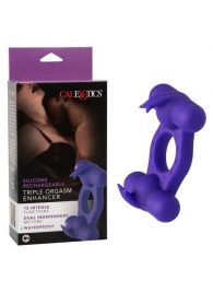 Фиолетовое эрекционное виброкольцо с двумя моторами Silicone Rechargeable Triple Orgasm Enhancer - California Exotic Novelties - в Липецке купить с доставкой