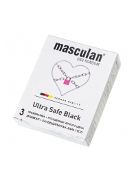 Ультрапрочные презервативы Masculan Ultra Safe Black - 3 шт. - Masculan - купить с доставкой в Липецке