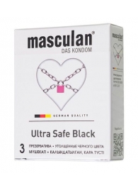 Ультрапрочные презервативы Masculan Ultra Safe Black - 3 шт. - Masculan - купить с доставкой в Липецке