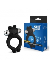 Черное силиконовое эрекционное виброкольцо Sex Expert - Sex Expert - в Липецке купить с доставкой