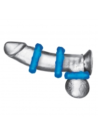 Комплект из трех голубых эрекционных колец 3-Pack Ribbed Rider Cock Ring Set - BlueLine - в Липецке купить с доставкой