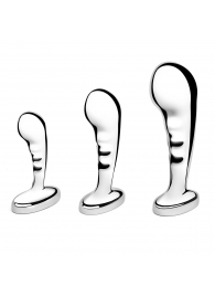 Набор из 3 стальных стимуляторов простаты Stainless Steel P-spot Training Set - b-Vibe - в Липецке купить с доставкой