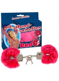 Малиновые меховые наручники Love Cuffs Red - Orion - купить с доставкой в Липецке