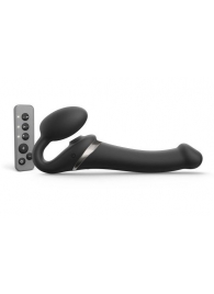 Черный безремневой страпон Multi Orgasm Size M с клиторальной стимуляцией - Strap-on-me - купить с доставкой в Липецке