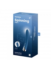 Синий вибратор-ротатор Spinning Vibe 1 - 18 см. - Satisfyer купить в Липецке с доставкой в Orgasmix.ru Синий вибратор-ротатор Spinning Vibe 1 - 18 см. - Satisfyer