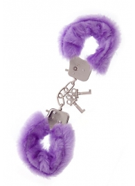 Фиолетовые меховые наручники METAL HANDCUFF WITH PLUSH LAVENDER - Dream Toys - купить с доставкой в Липецке