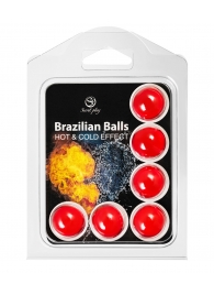 Набор из 6 шариков с массажным маслом Brazilian Balls с охлаждающим и разогревающим эффектом - Secret Play - купить с доставкой в Липецке