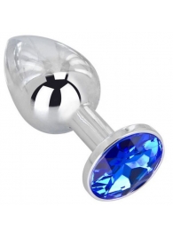 Анальное украшение BUTT PLUG  Small с синим кристаллом - 7 см. - Anal Jewelry Plug - купить с доставкой в Липецке