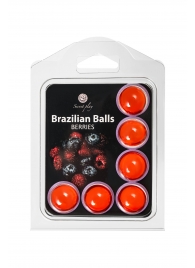 Набор из 6 шариков с массажным маслом Brazilian Balls с ароматом ягод - Secret Play - купить с доставкой в Липецке