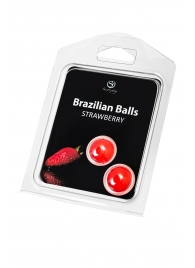 Набор из 2 шариков с массажным маслом Brazilian Balls с ароматом клубники - Secret Play - купить с доставкой в Липецке