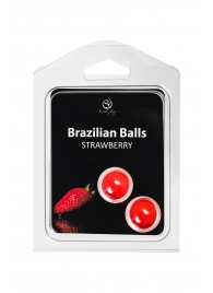 Набор из 2 шариков с массажным маслом Brazilian Balls с ароматом клубники - Secret Play - купить с доставкой в Липецке