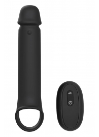 Черная насадка-удлинитель с вибрацией Vibrating Extender With Remote - Dream Toys - в Липецке купить с доставкой