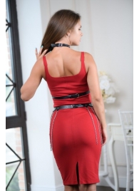 Черно-серебристая портупея-юбка plus size с цепочками - БДСМ Арсенал - купить с доставкой в Липецке